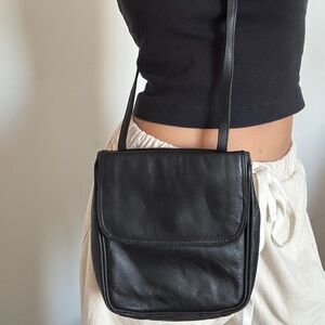 Vintage Black Leather Crossbody